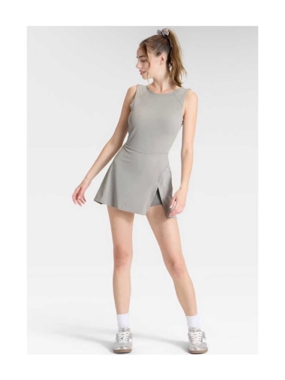 JoyLab Game Day High Neck Low Back Active Dress (Gray - Small)